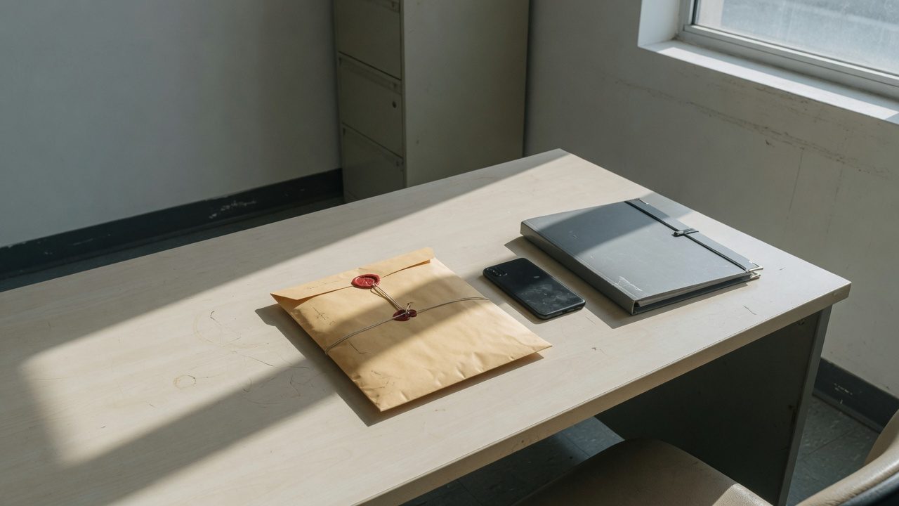 Advogado de Direito Penal empresarial em Cotia, correspondência lacrada sobre mesa de trabalho
